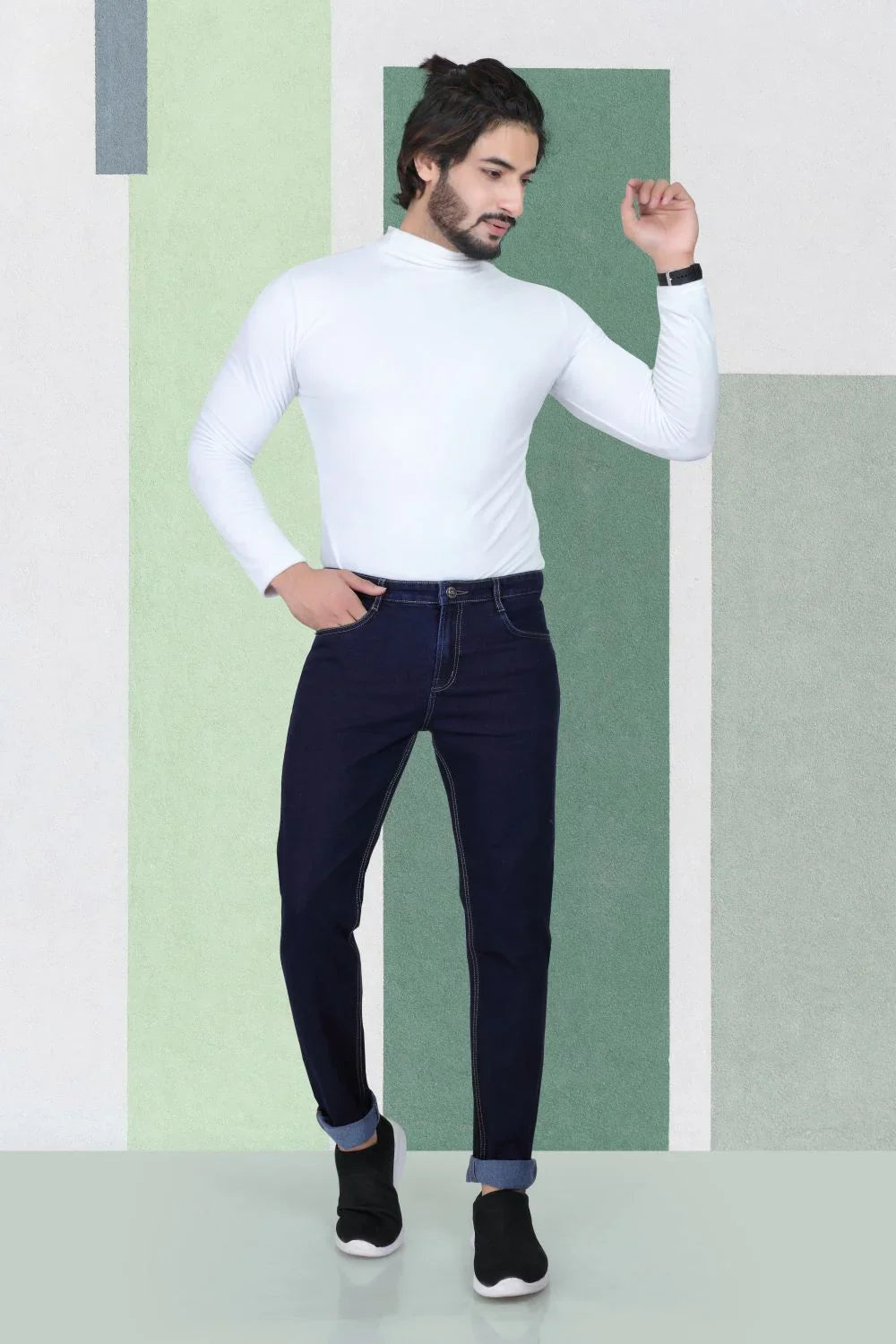 Men’s Clean Look Navy Blue Denim Jeans