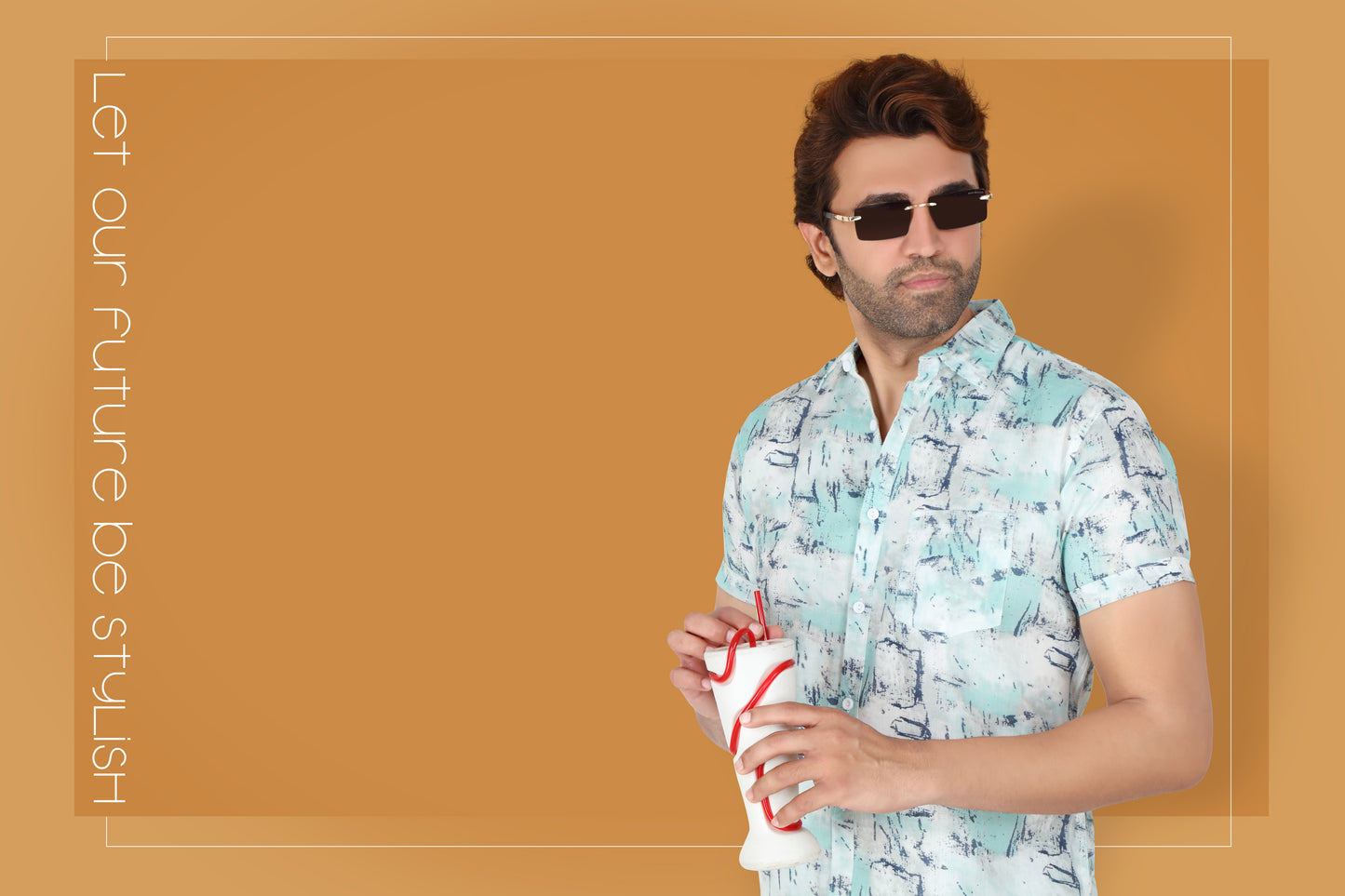 Men's Light Green Printed Half Sleeve Shirt