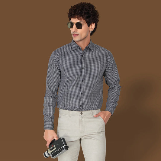 Men’s Black Mini Checked Shirt