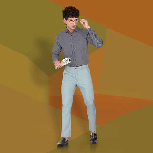 LP Creation Men's Pistachio Cotton Trousers with a straight fit