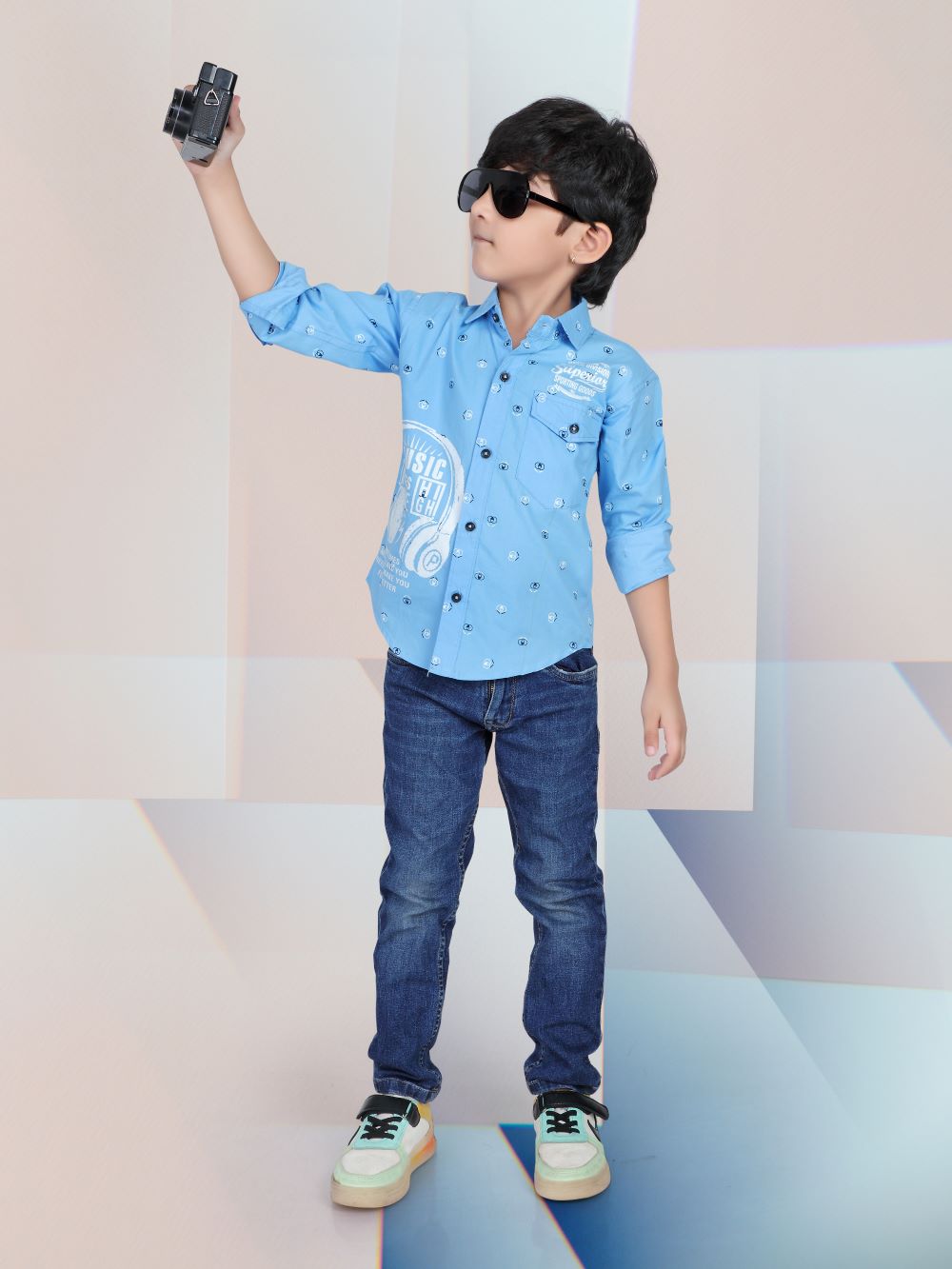 Kid’s Circle Printed Sky Blue Shirt
