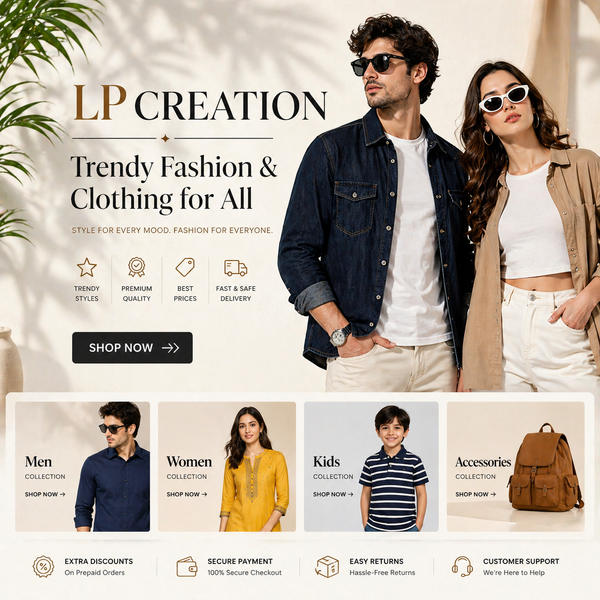 Diverse models wearing trendy men's  fashion from LP CREATION.