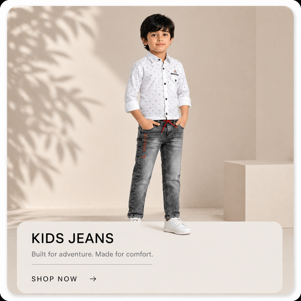Close-up of the waistband and pockets on a  children's jeans.