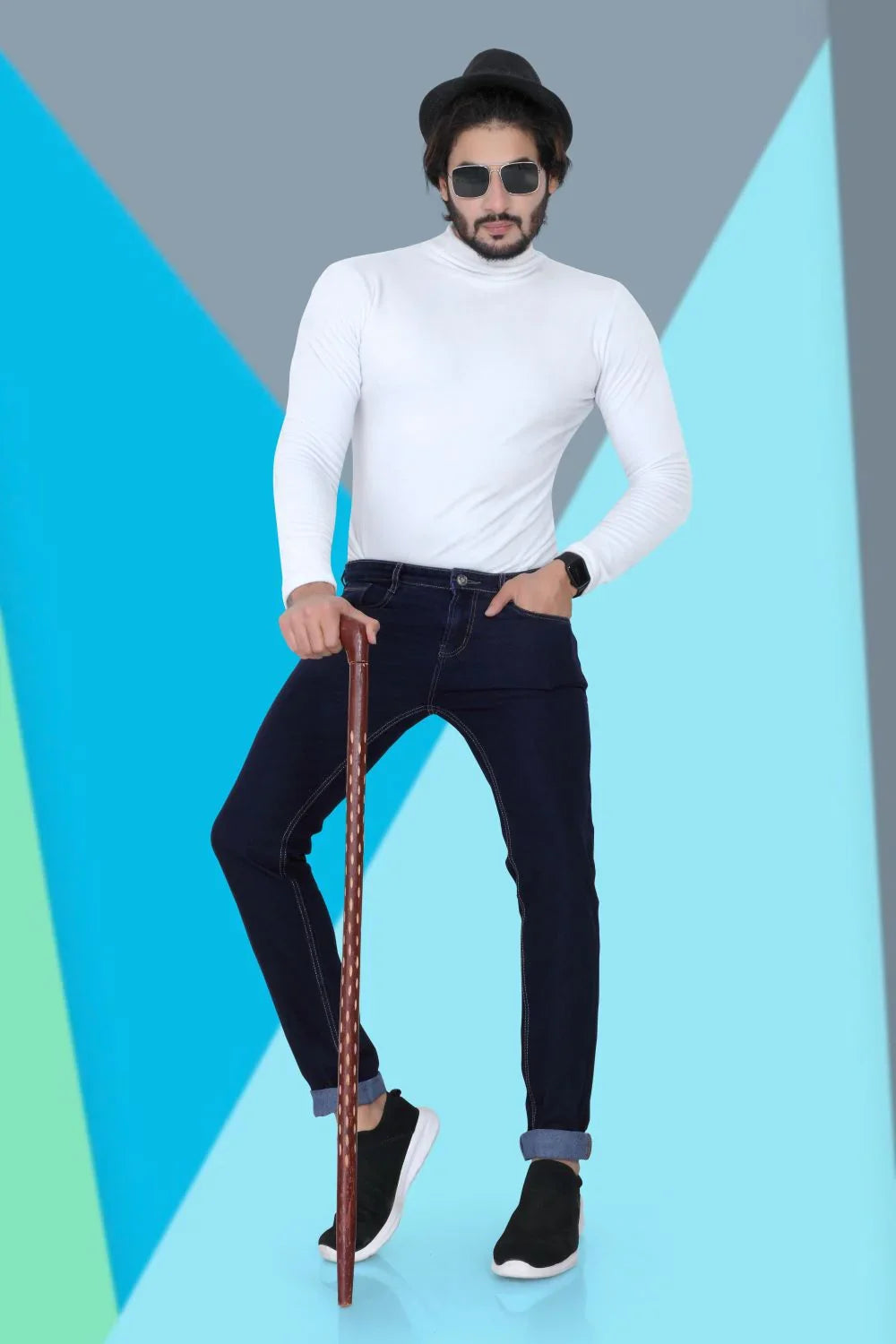 Men’s Clean Look Navy Blue Denim Jeans