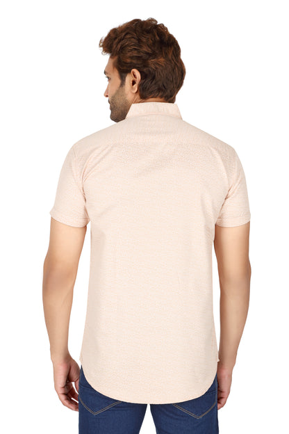 Men's Peach Printed Half Sleeve Shirt