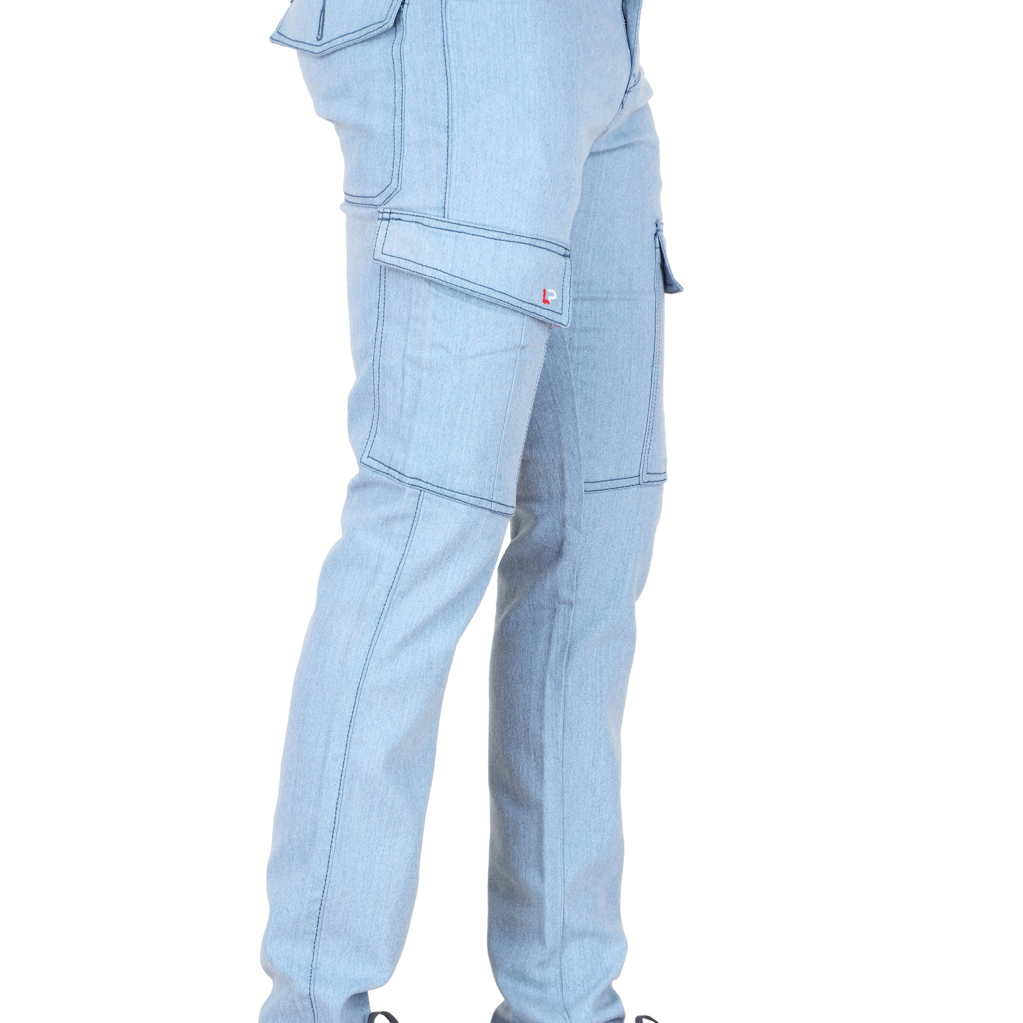 Men’s Narrow Fit Sky Blue Denim Cargo Jeans