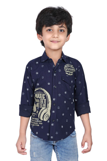 Kid’s Circle Printed Blue Shirt