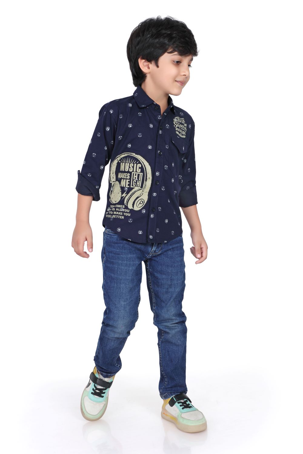 Kid’s Circle Printed Blue Shirt
