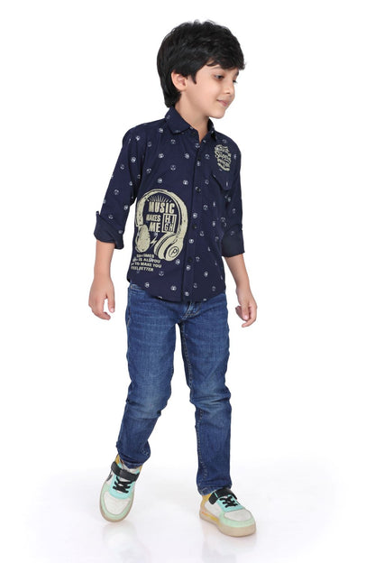 Kid’s Circle Printed Blue Shirt