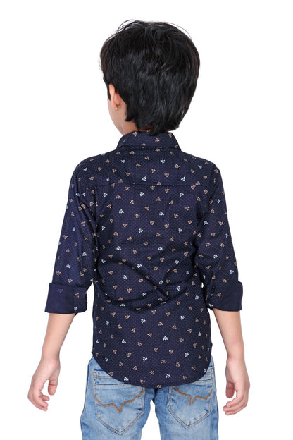 Kid’s Polka Dot Printed Blue Shirt