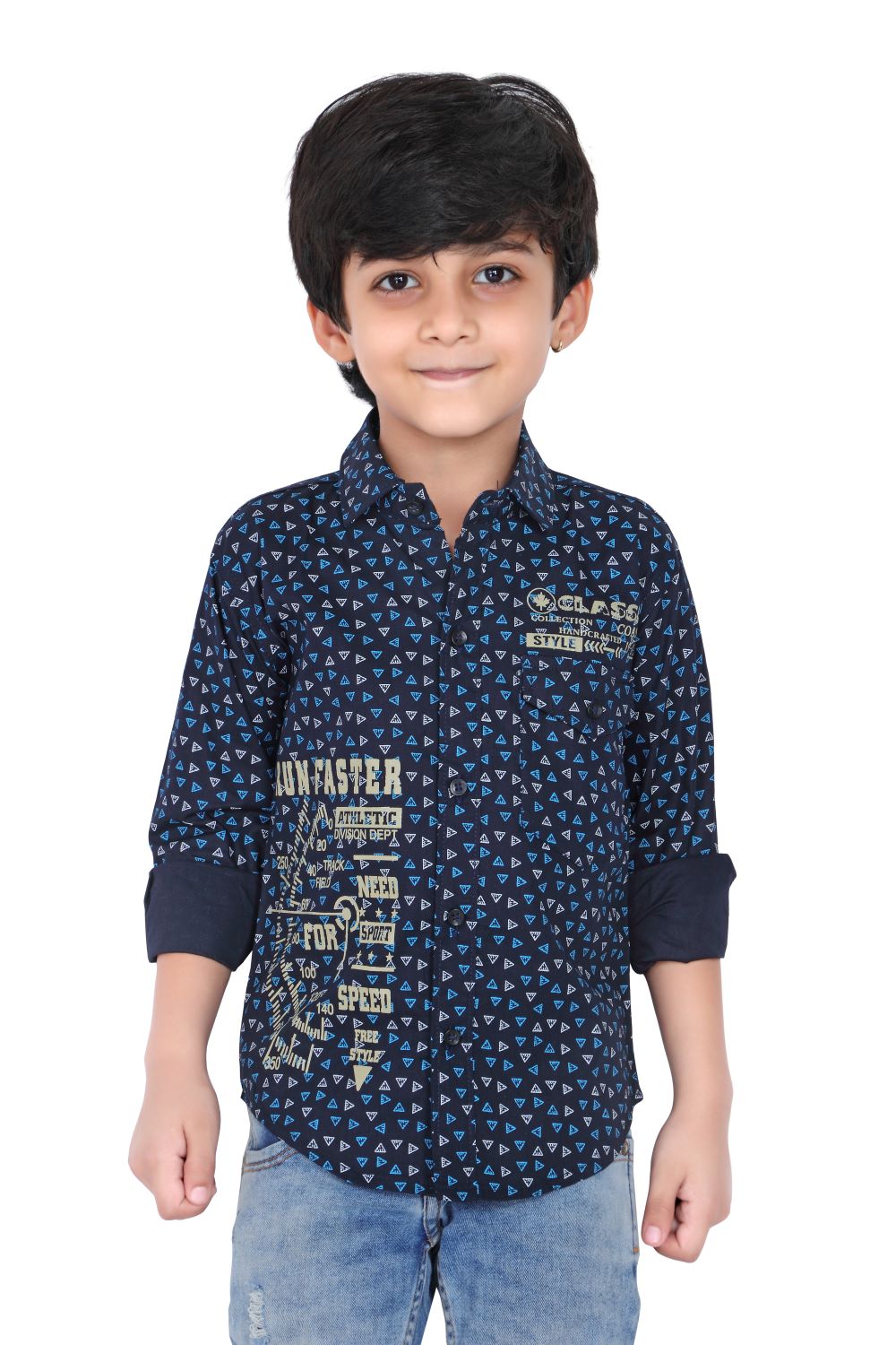 Kid’s Polka Dot Printed Blue Shirt