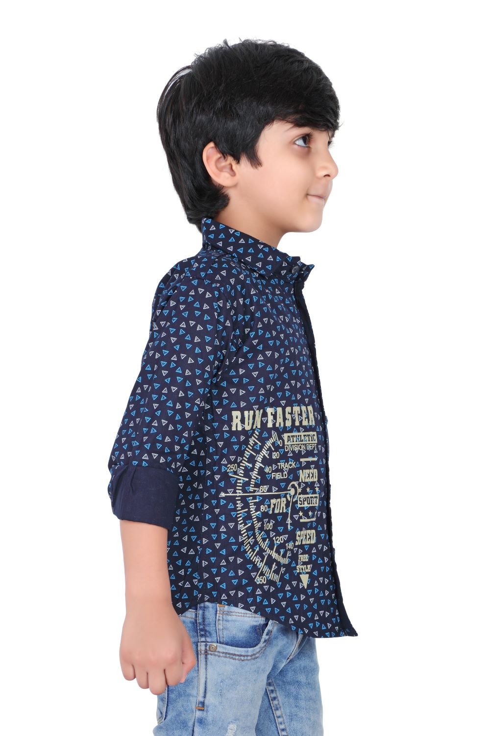 Kid’s Polka Dot Printed Blue Shirt