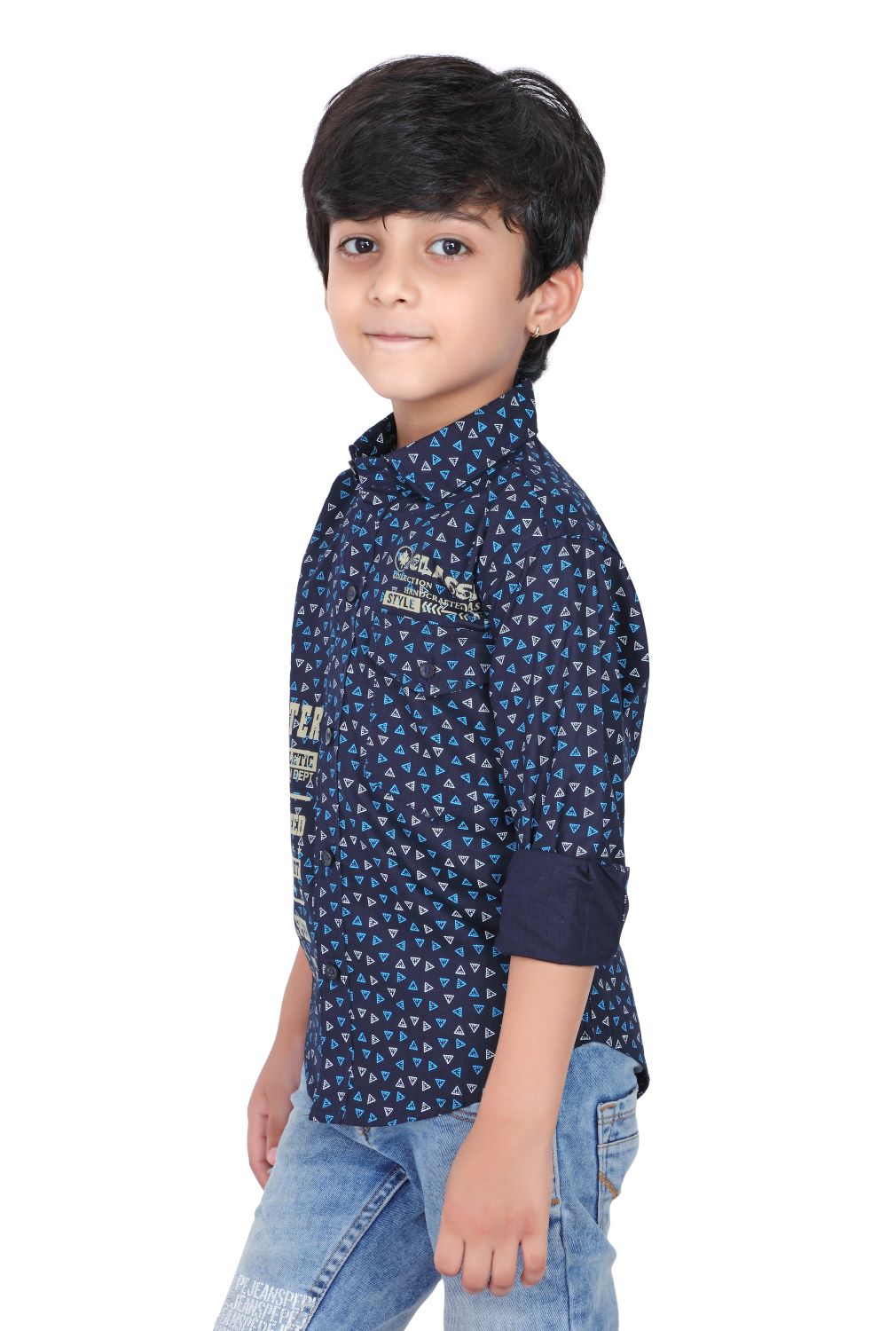 Kid’s Polka Dot Printed Blue Shirtv