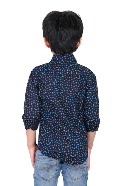 Kid’s Polka Dot Printed Blue Shirt