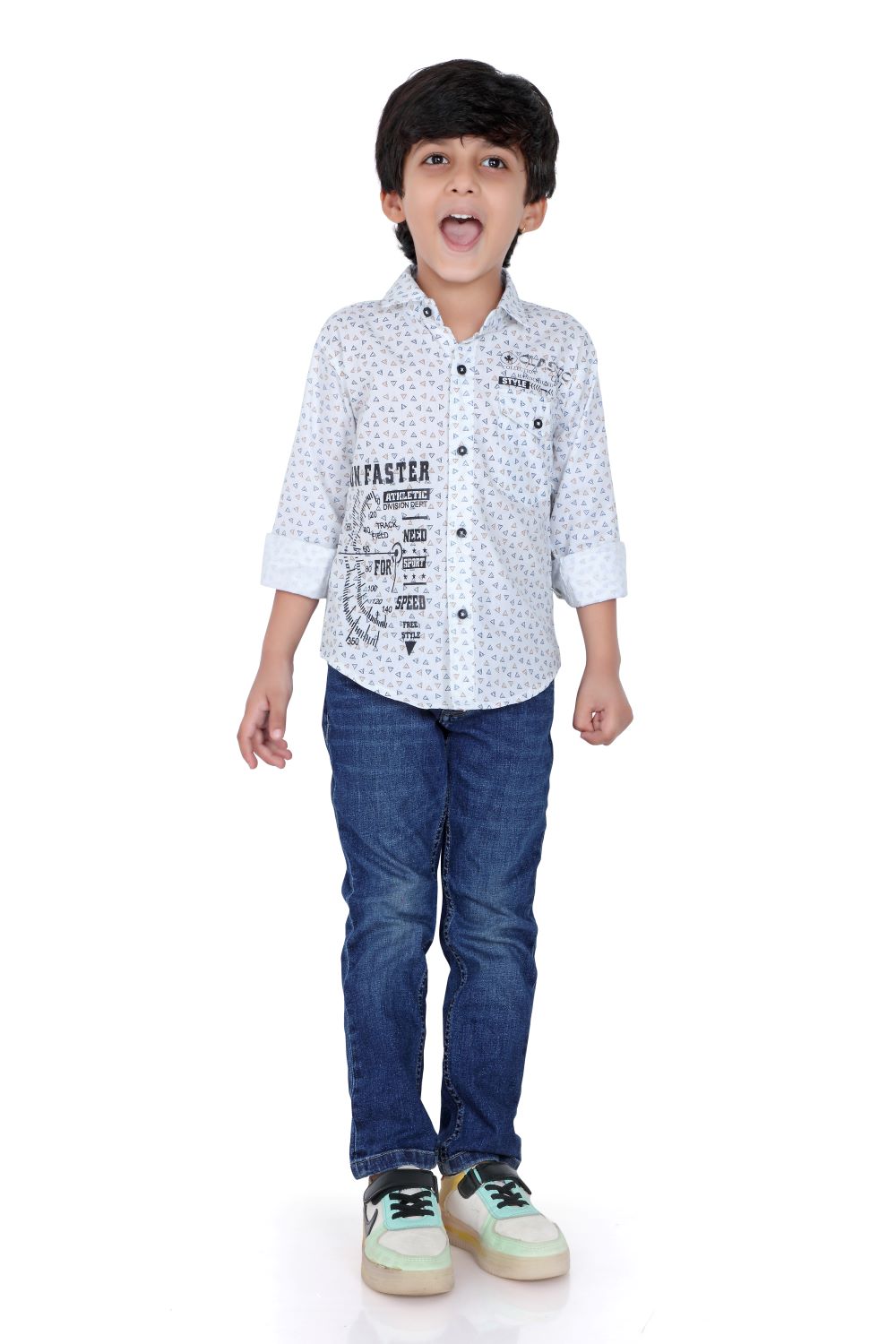 Kid’s Triangle Printed White Shirt
