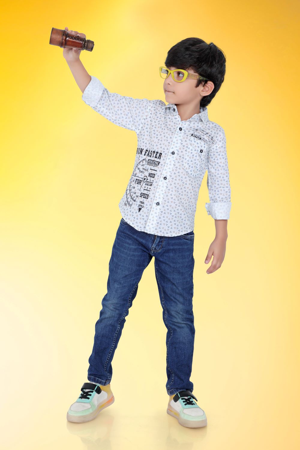 Kid’s Triangle Printed White Shirt