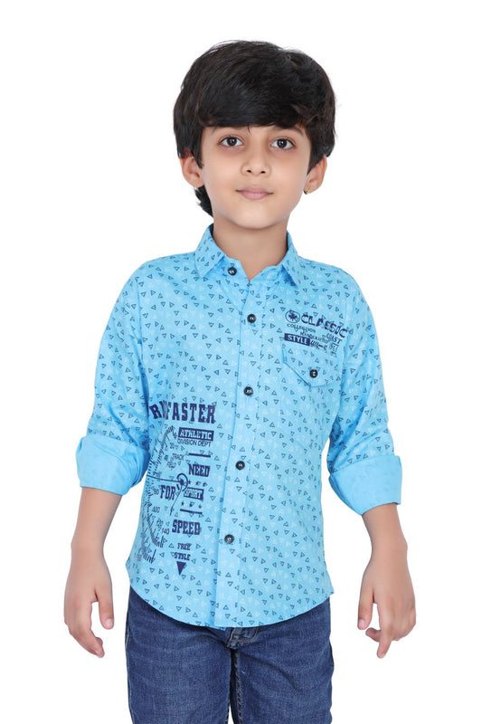 Kid’s Triangle Printed Sky Blue Shirt