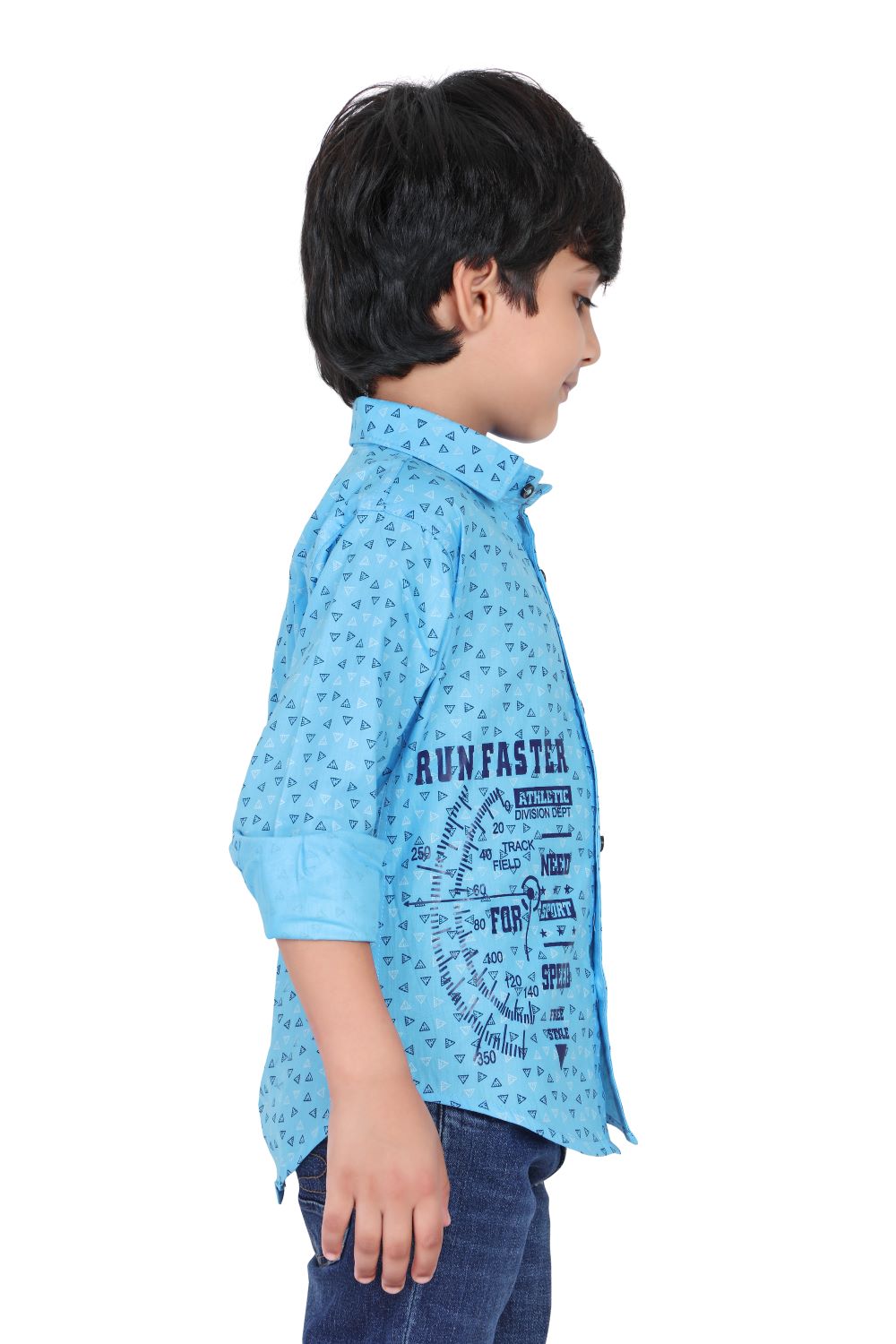 Kid’s Triangle Printed Sky Blue Shirt