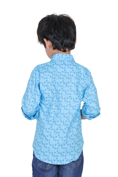 Kid’s Triangle Printed Sky Blue Shirt