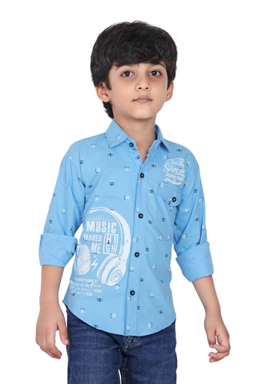 Kid’s Circle Printed Sky Blue Shirt