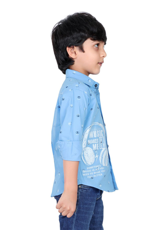 Kid’s Circle Printed Sky Blue Shirt