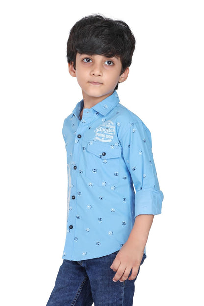 Kid’s Circle Printed Sky Blue Shirt