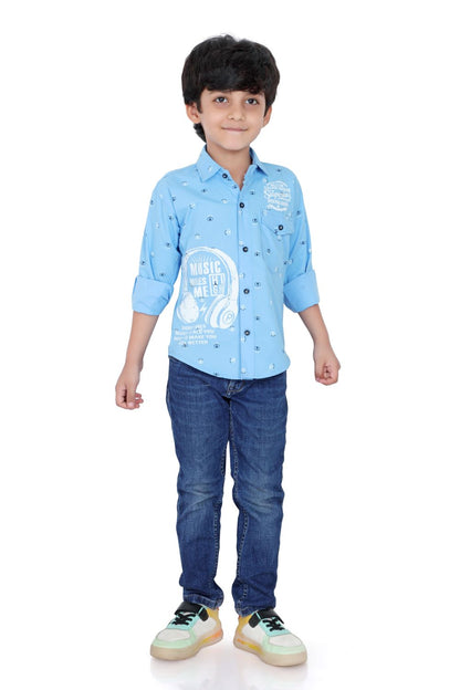 Kid’s Circle Printed Sky Blue Shirt