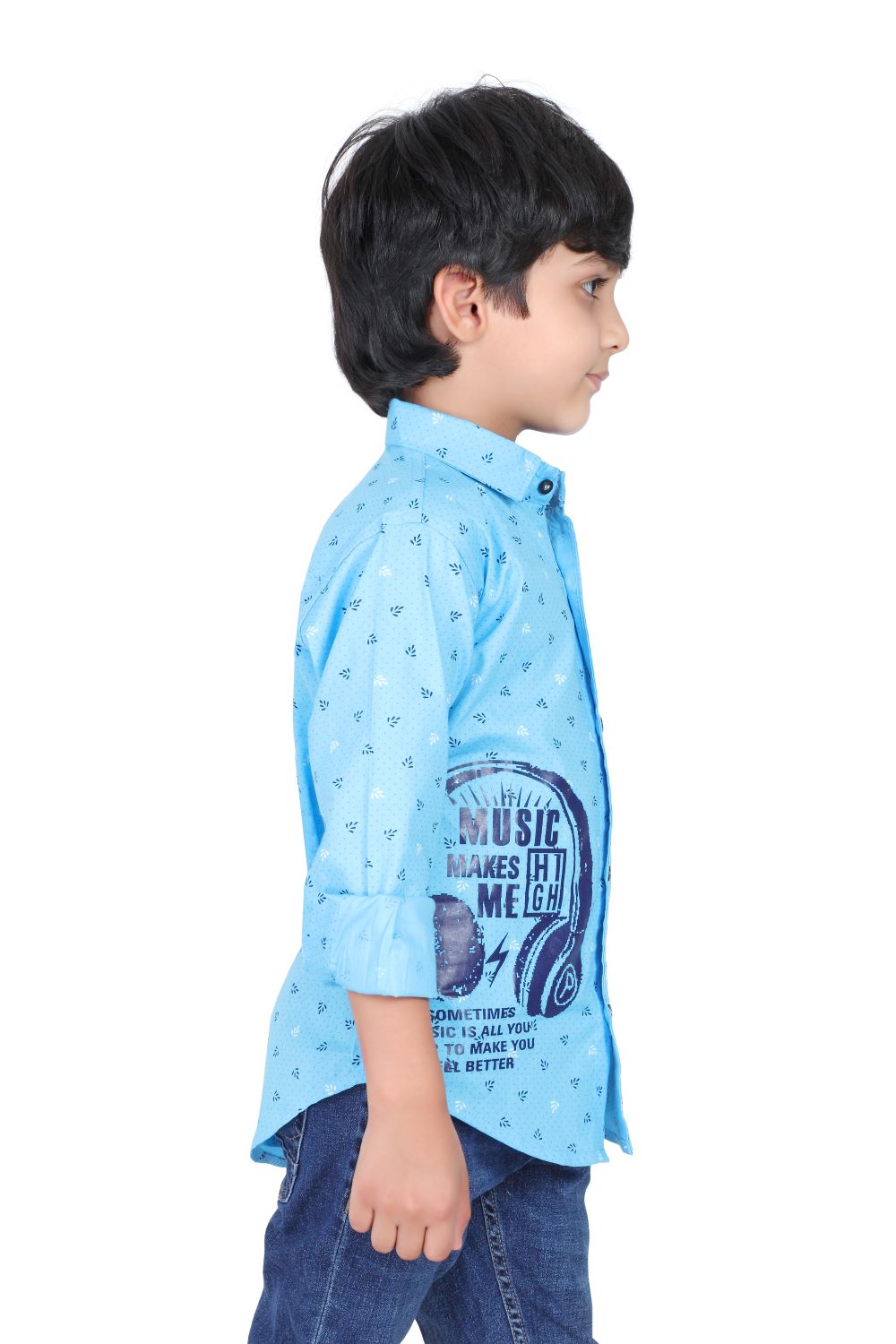 Kid’s Polka Dot Printed Sky Blue Shirt