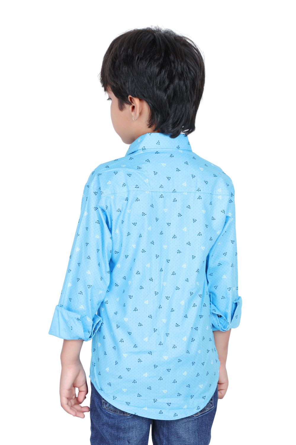 Kid’s Polka Dot Printed Sky Blue Shirtv