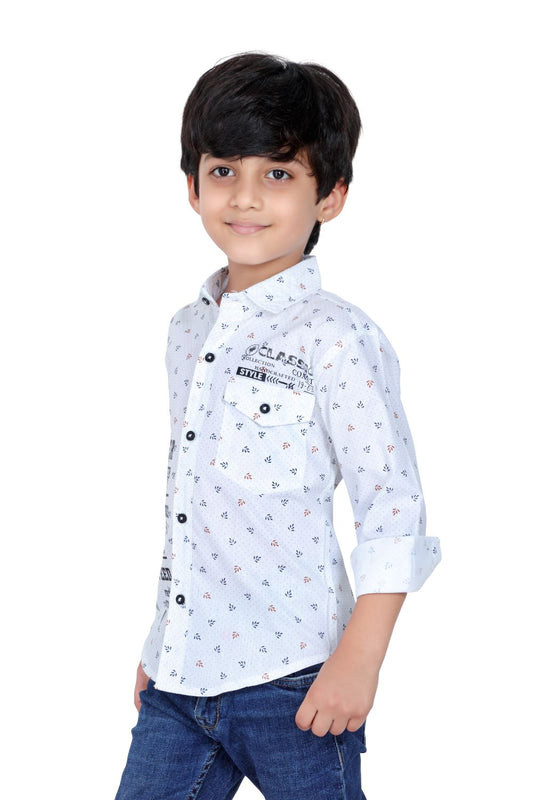 Kid’s Polka Dot Printed White Shirt