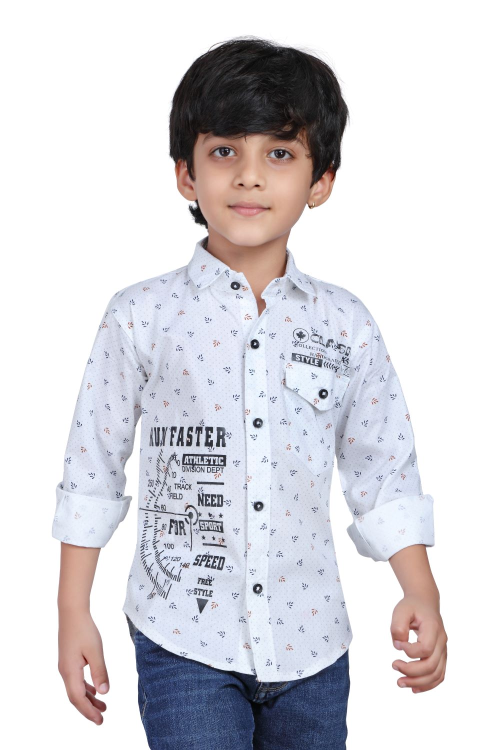 Kid’s Polka Dot Printed White Shirt