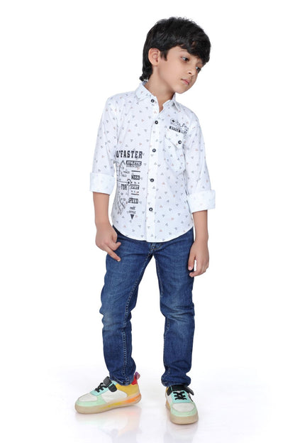 Kid’s Polka Dot Printed White Shirt