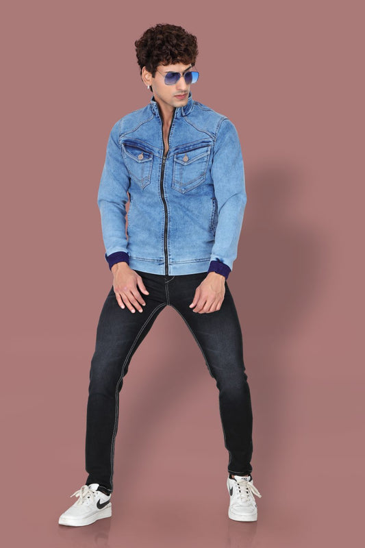 Men’s Solid Blue Indigo Denim Jacket