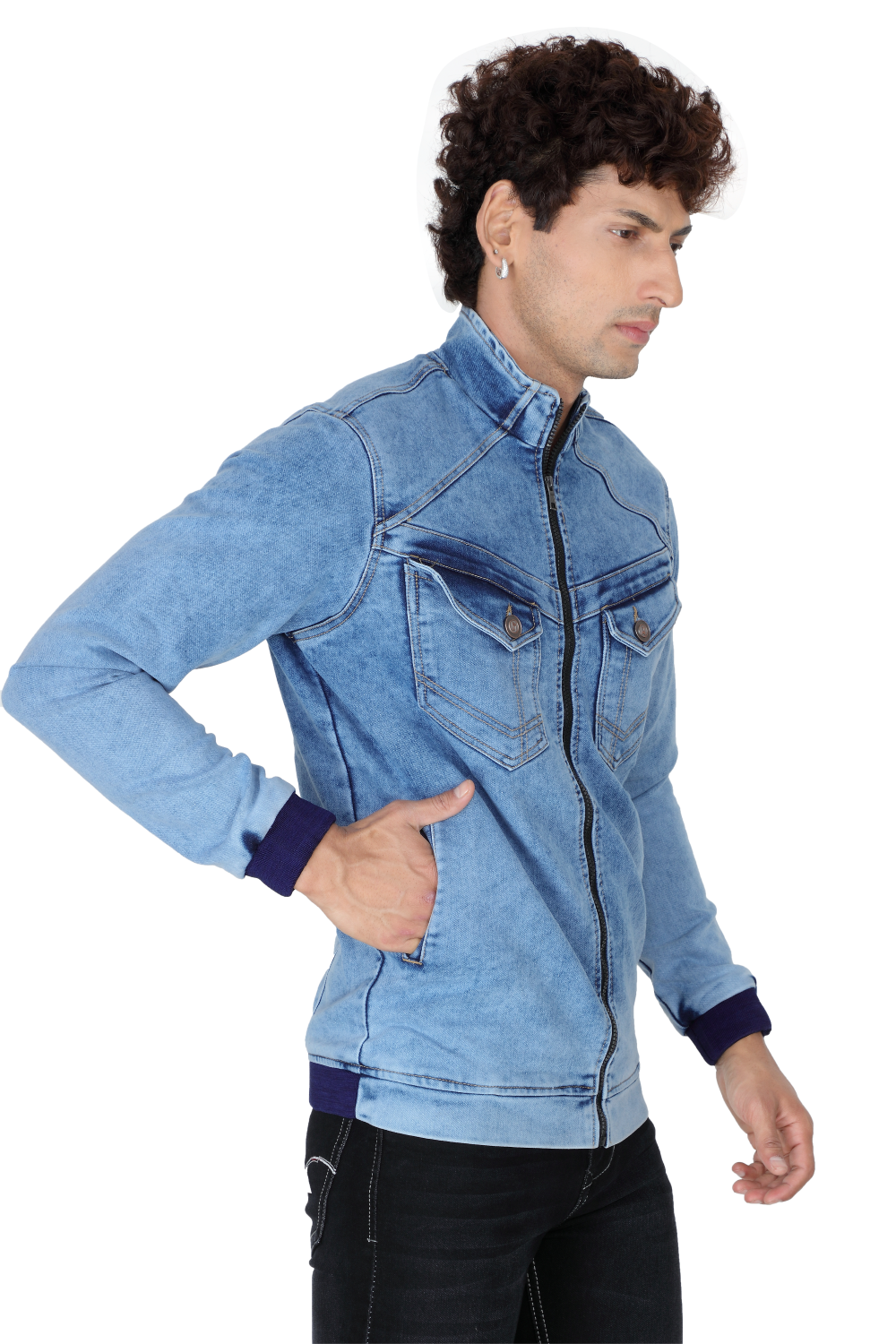 Men’s Solid Blue Indigo Denim Jacket