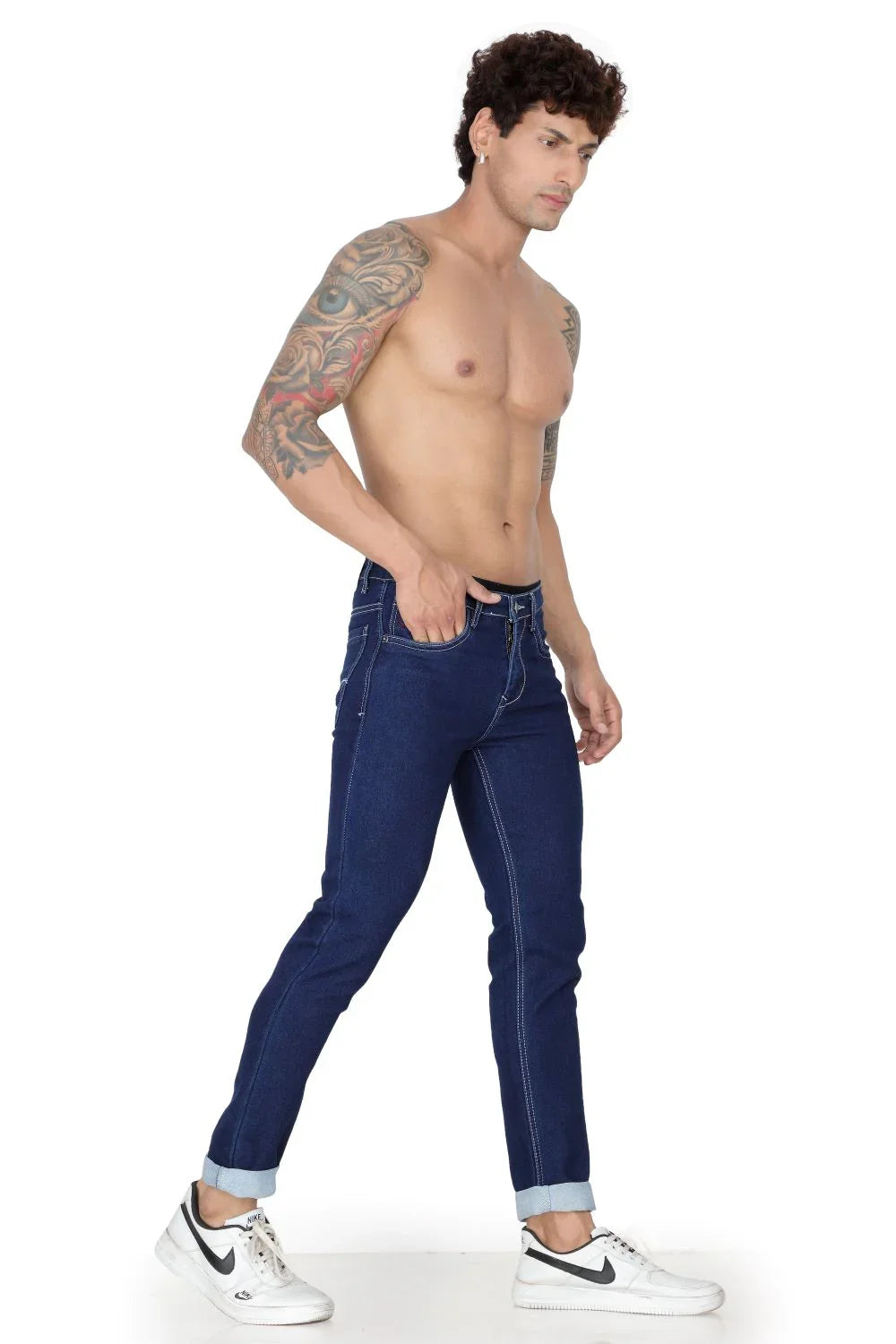 Men's Blue Straight Fit Denim Jeans | Shop Dark Denim Online – LP_ CREATION