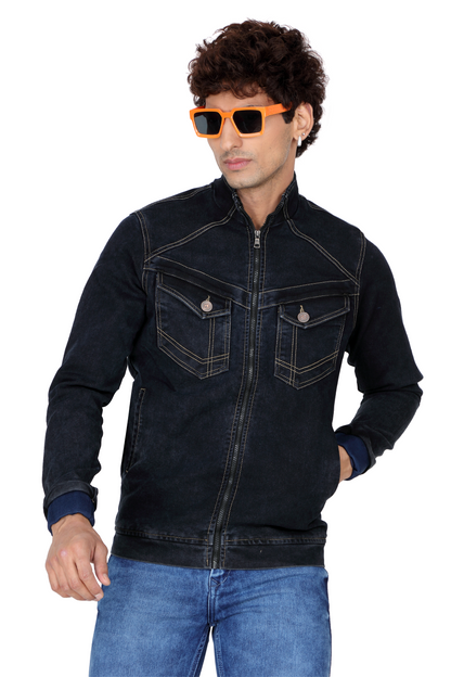 Men’s Solid Black Denim Jacket