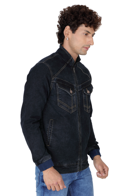 Men’s Solid Black Denim Jacket