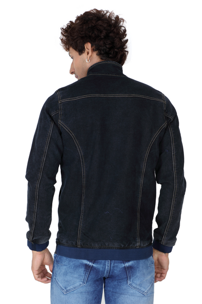 Men’s Solid Black Denim Jacket