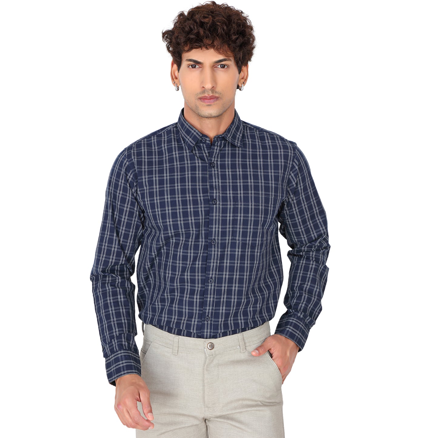 Men’s Space Blue Checked Shirt