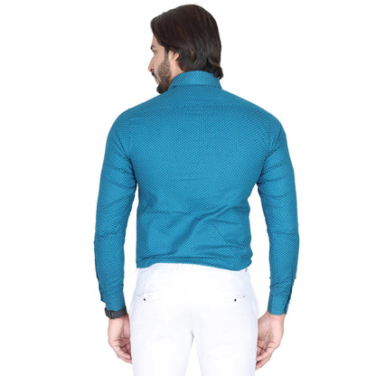 Men’s Easy Iron Regular Fit Polka Dot English Blue Shirt