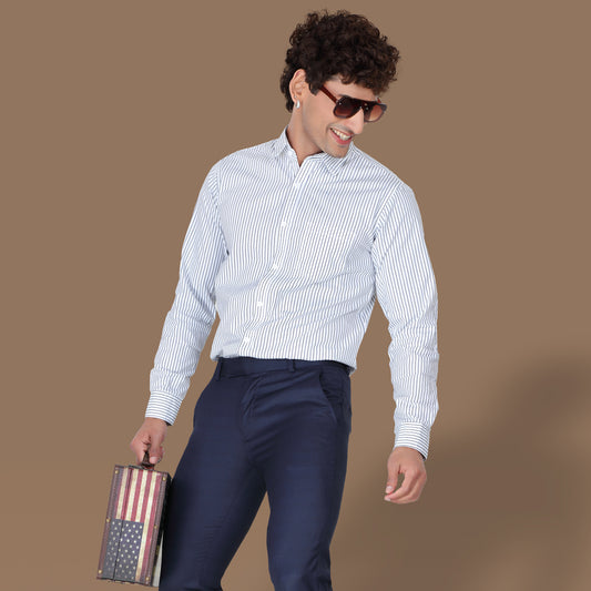 Men’s Stripe White Formal Shirt