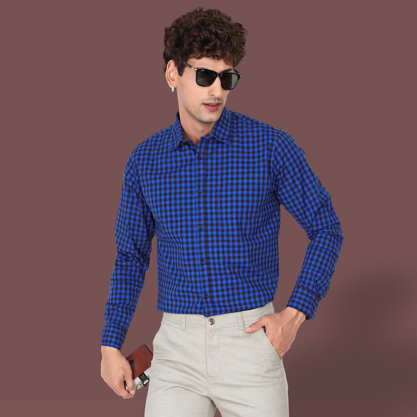 Men’s Ink Blue Checked Shirt