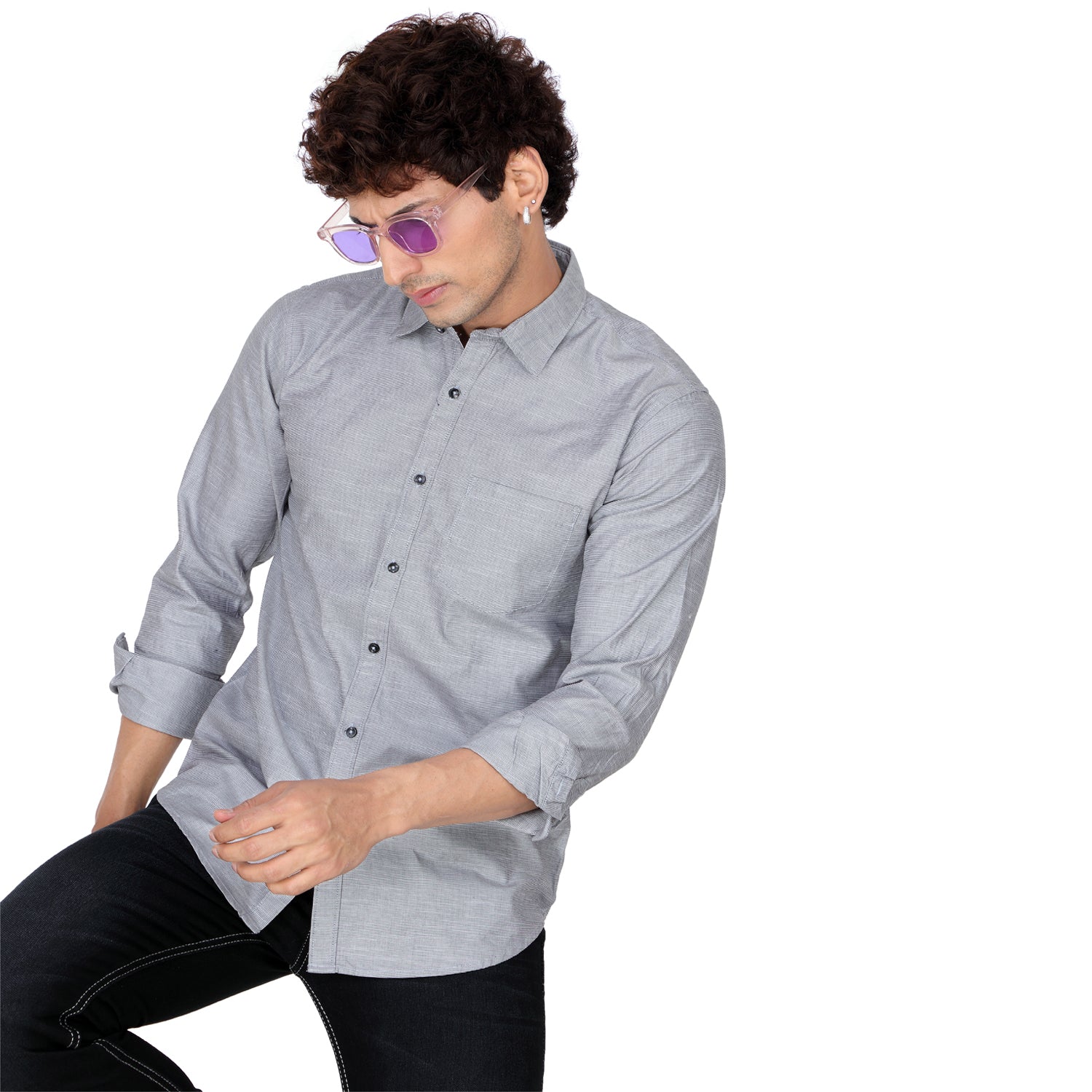 Men’s Silver Grey Casual Shirt