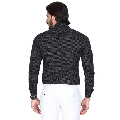 Men’s Easy Iron Regular Fit Polka Dot Black Shirt