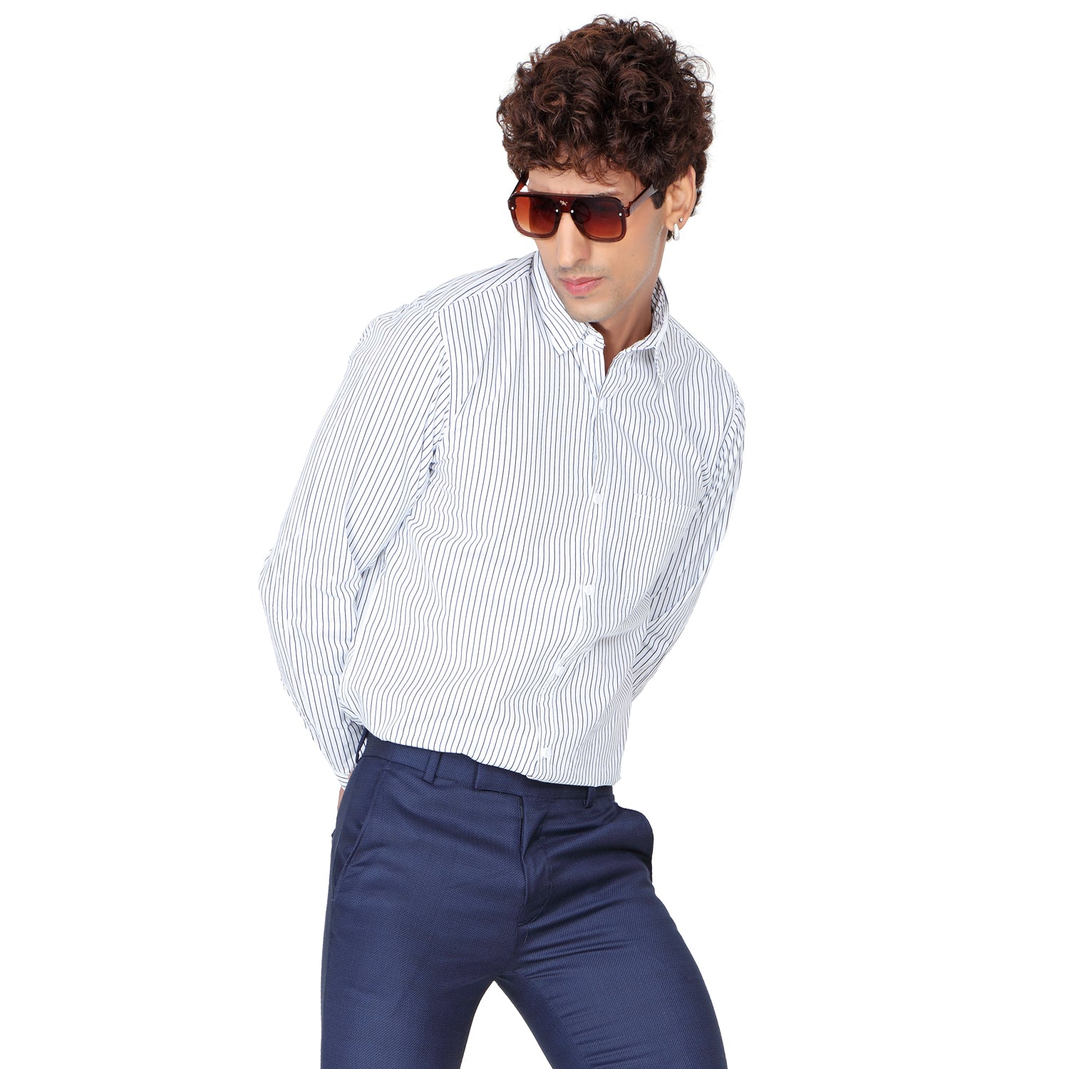 Men’s Stripe White Formal Shirt