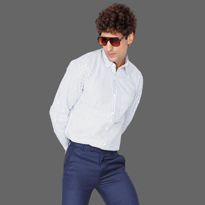 Men’s Stripe White Formal Shirt