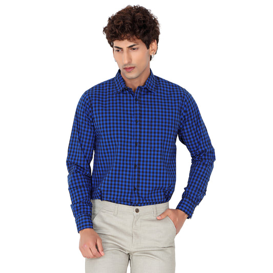 Men’s Ink Blue Checked Shirt