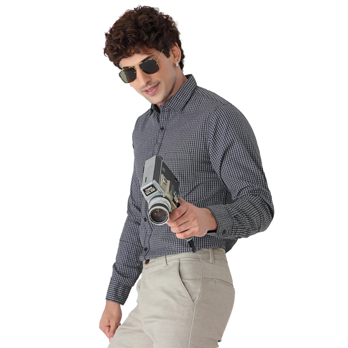 Men’s Black Mini Checked Shirt