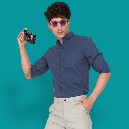 Men’s Oriental Blue Checked Shirt