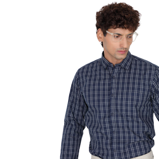 Men’s Space Blue Checked Shirt